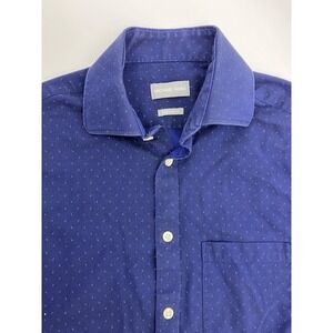 Michael Kors Dress Shirt Men Size Medium Navy Blue Printed Regular Fit Button Up